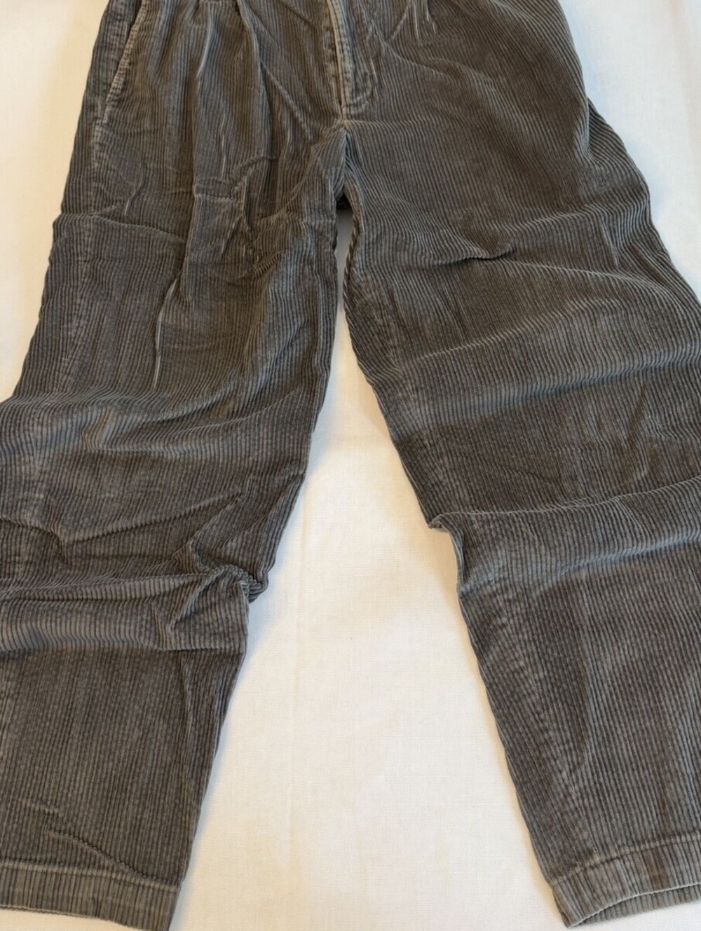 Claiborne Mens Corduroy Pants 32x28 Gray Pleated Relaxed Fit Vintage Y2K